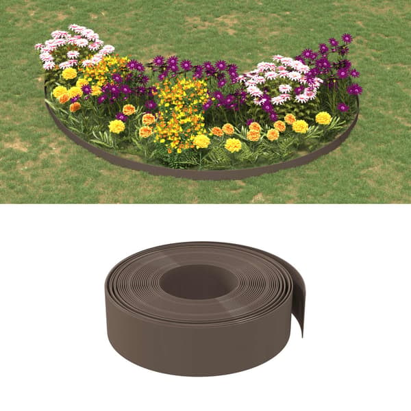vidaXL Trädgårdskant, 3 st, Brun, 10 m, 15 cm, Polyeten