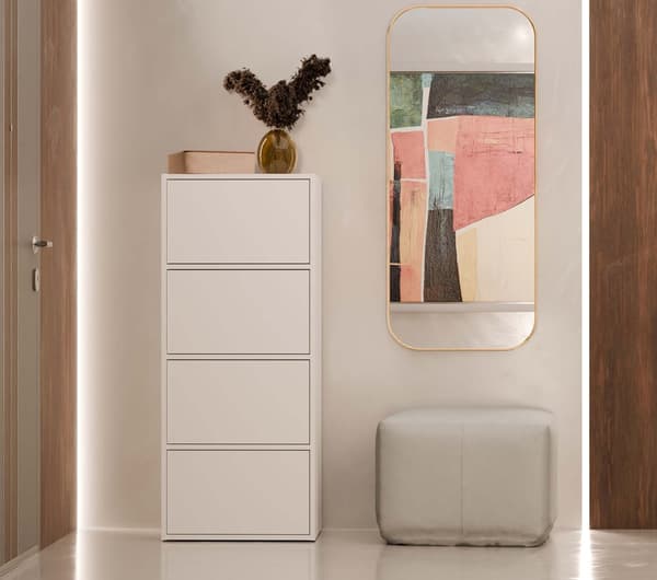 ALMA WHITE Kommode med 4 låger og 4 hylder