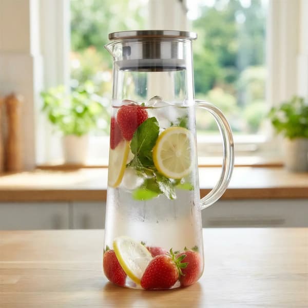 1,3L GLASKANDE MED LÅG TIL SERVERING AF TE, VAND, JUICE OG GLØGG