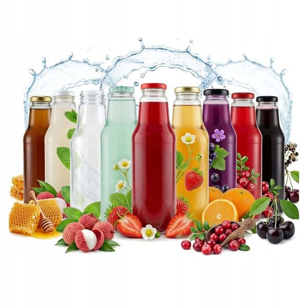 40x Kubuś Juiceflaskor 750ml Glasflaska för Juice Mjölk + Lock