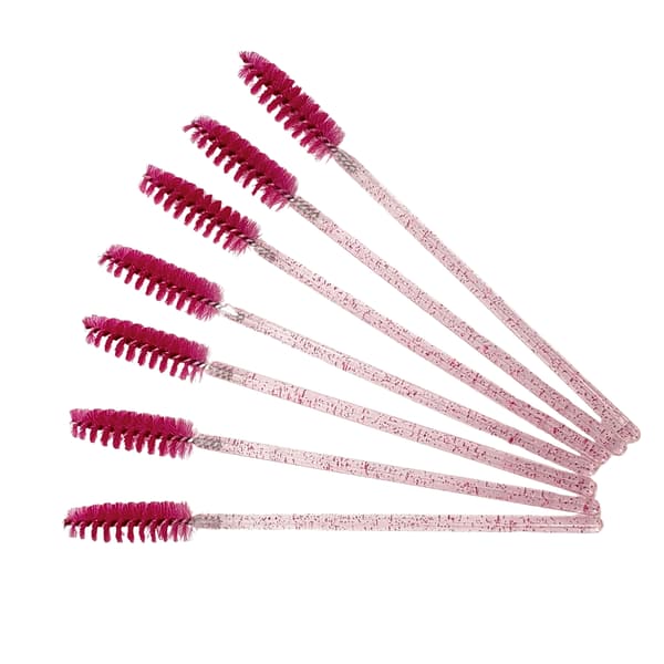 Ögonfransspiralborstar rosa glitter engångs 9,8 cm 50 st.