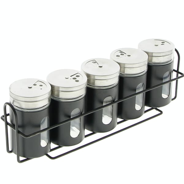 KRYDDERIEHYLDE KRYDDERIBOX 5 DELE STÅL SORT ORGANIZER