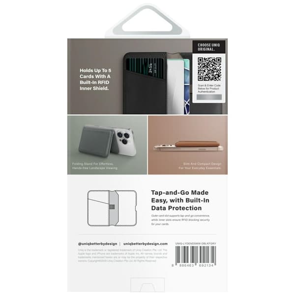 UNIQ Lyden DS Magnetisk RFID Pung Telefonholder Sort