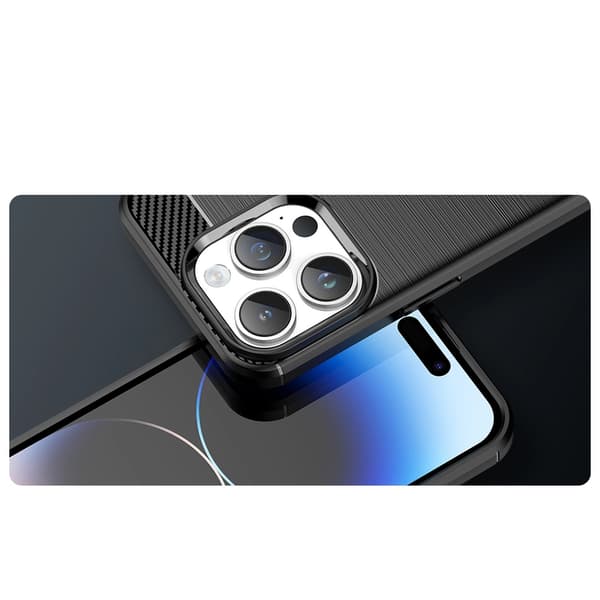 Carbon Case iPhone 14 Pro-skal flexibelt gelbakstycke svart
