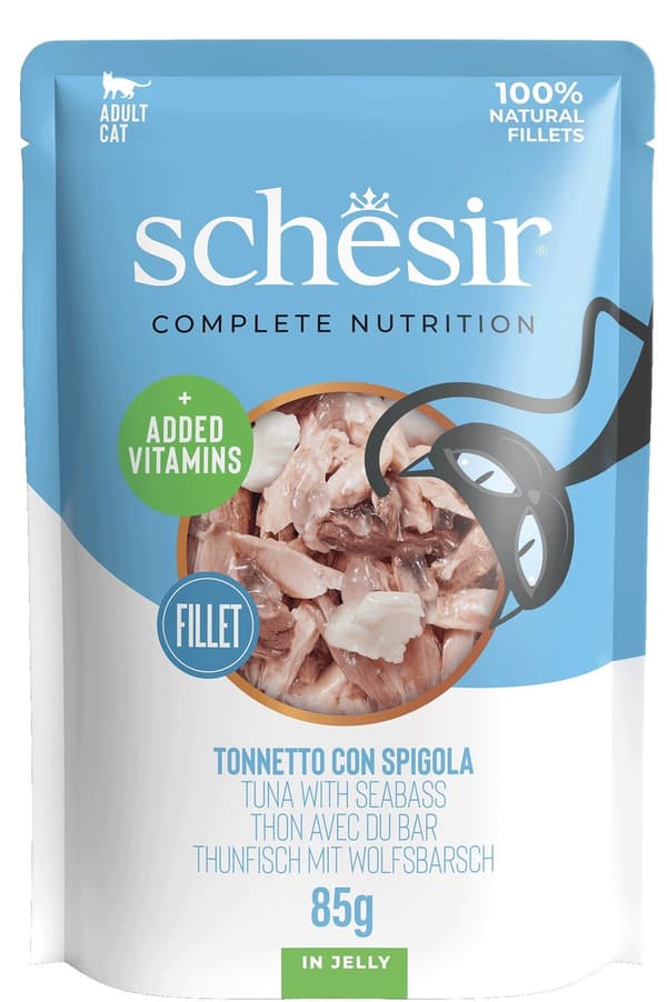 Schesir | Filetfoder til katte | 85g pose - Tun med havbars 85g
