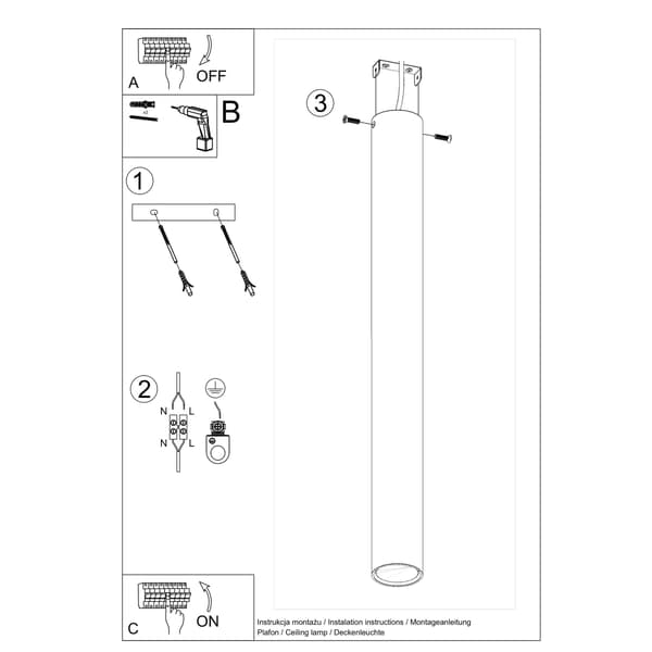 Loftlampe Lagos 1 GU10 sort Sollux SL.1003