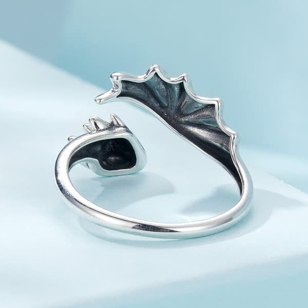 Justerbar silverring med drake, silver 925