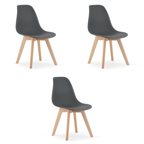 KITO stol mørkegrå / naturlige ben x 3