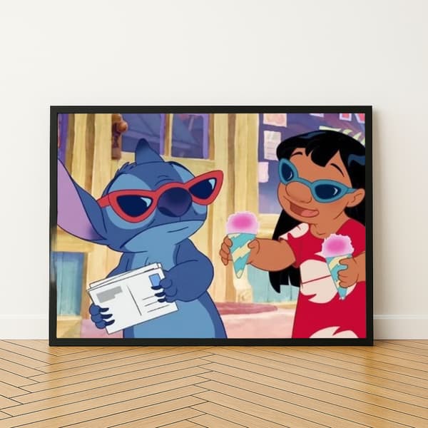 Maleri efter tal Lilo og Stitch med briller 50x40cm