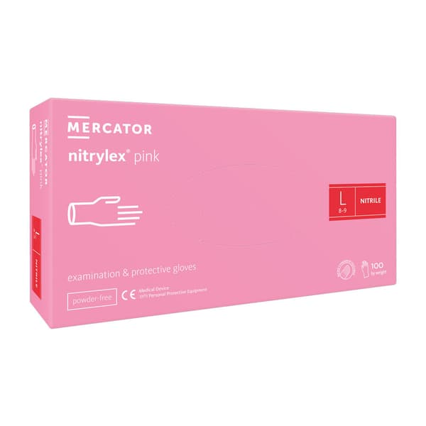 Nitrilhandskar L rosa Mercator Nitrylex Rosa 100 stycken
