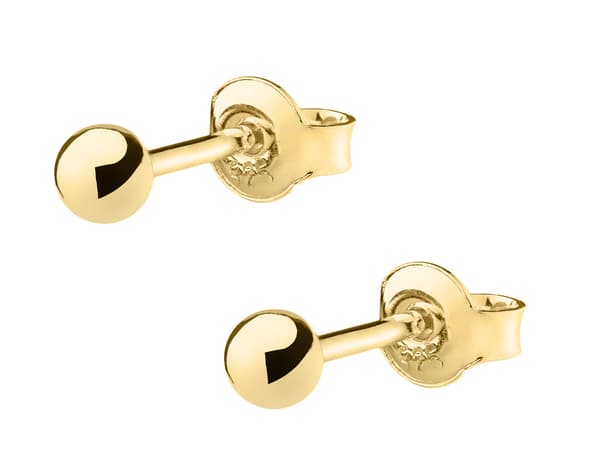 Sølvforgyldte kugleøreringe 3 mm små guldøreringe til kvinder