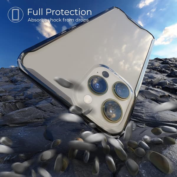 ETUI TIL APPLE IPHONE 13 PRO KLAR SILIKONE BAGSIDER SORT RAMME
