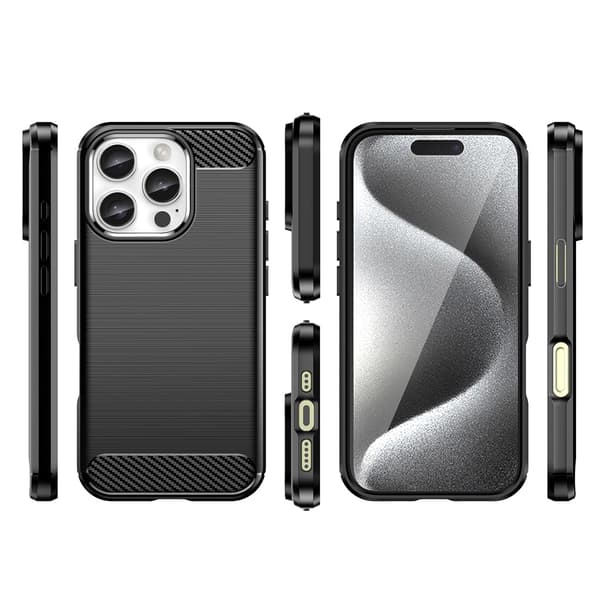 Carbon-cover til iPhone 16 Pro Max - Sort