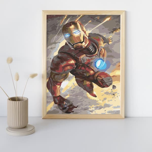 Målning med siffror flygande Iron Man 40 x 50 cm