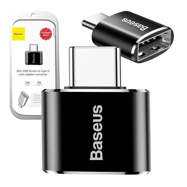 Baseus USB till USB Typ-C-adapter 2.4A (svart)