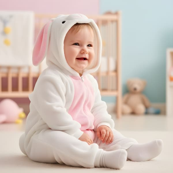 Hvid kanin babypyjamas 80: 65-75 cm