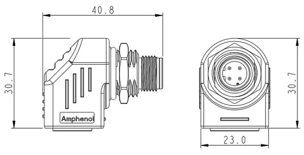Vinklet adapter M12D-W/RJ45-G