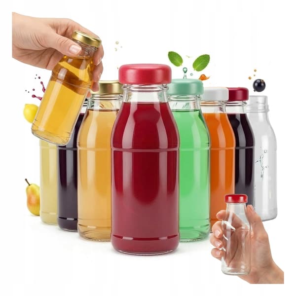 5x Juiceflaskor JUICE 125ml Glasflaska juicesirap lock fi33