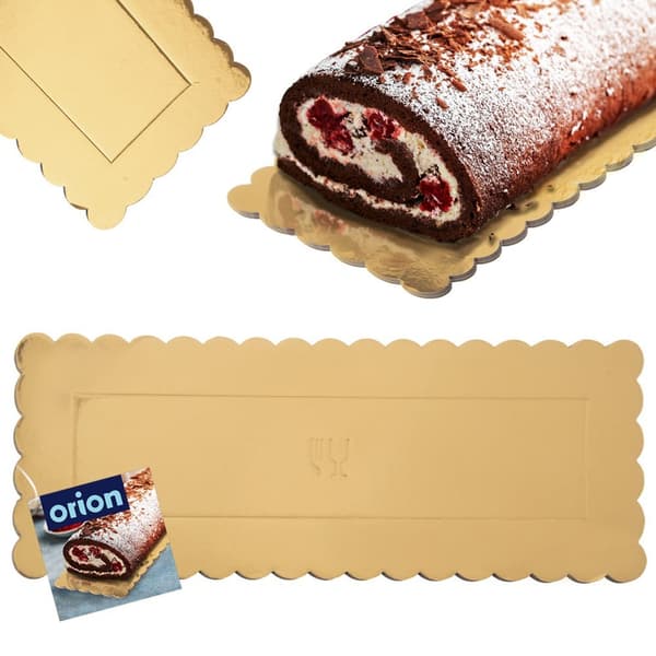 Gylden rektangulær kagebund 33x12 cm
