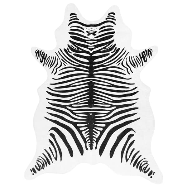 vidaXL tæppe, sort og hvid, 120x170 cm, zebra, vaskbar
