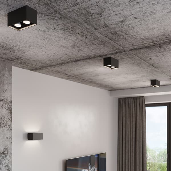 Loftlampe Quad 2 GU10 sort aluminium Sollux SL.0381