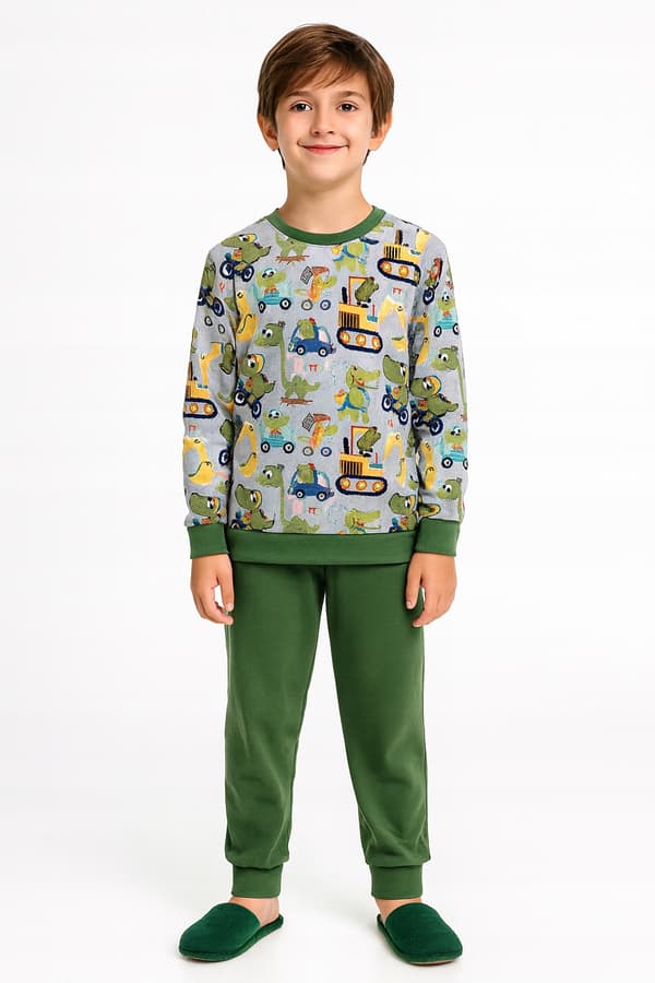 Drengepyjamas 140 BOMULD 2-delt 100% BOMULD DINO