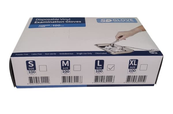 Handsker Vinyl Transparente SD GLOVE 100 stk - Str. L
