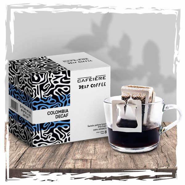 Dryp pose kaffe CAFEIERE Colombia koffeinfri, 8 stk