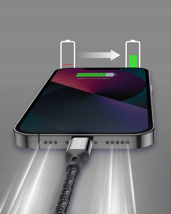 INNOSTYLE POWERFLEX USB-C LIGHTNING MFI HURTIGOPLADNINGSKABEL TIL IPHONE KEVLAR 2M SORT