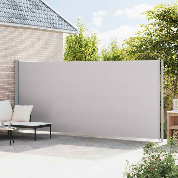 vidaXL udtrækkelig sidemarkise til terrasse 200x600 cm grå