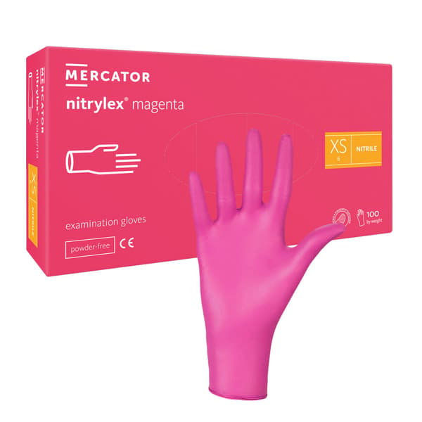 Nitrilhandskar XS rosa Mercator Nitrylex Magenta 100 stycken