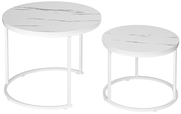 Två bord i vit Galen, liten, vit marmor