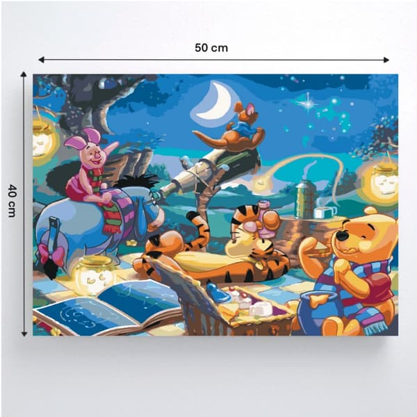 MALING EFTER TAL Billeder til maling - Peter Plys og Disney-stjerner 50x40cm