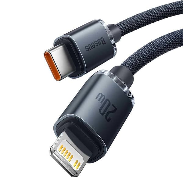Baseus Crystal USB-C till Lightning-kabel, 20W, PD, 1,2m (svart)
