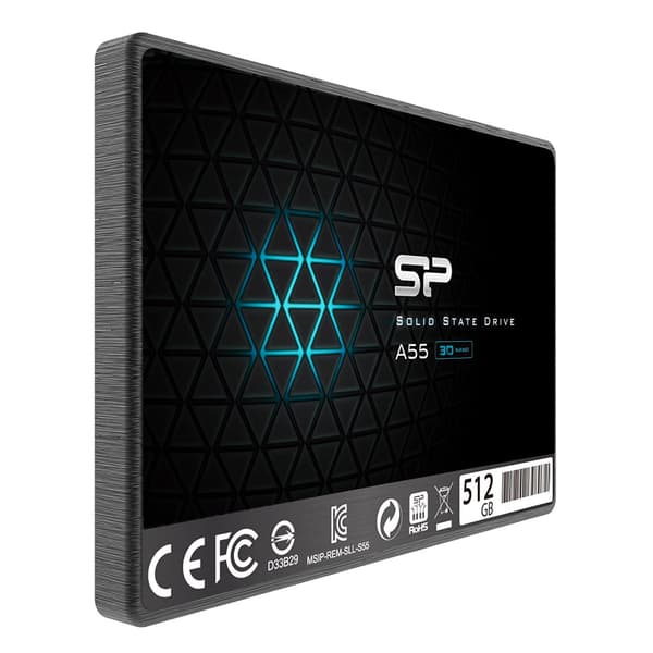 Silicon Power A55 SSD 512GB 2,5" SATA3 Sort, 7 mm