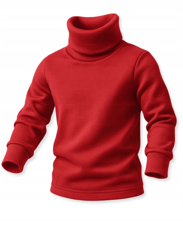 Barn varm PULLHACKAD BLUS 116 Barn-T-SHIRT med hög hals RÖD