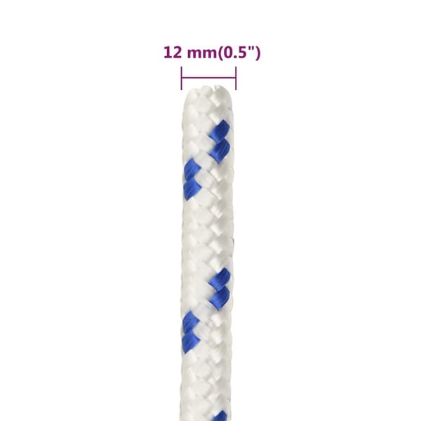 vidaXL Segelrep, Vit, 12 mm, 100 m, Polypropylen