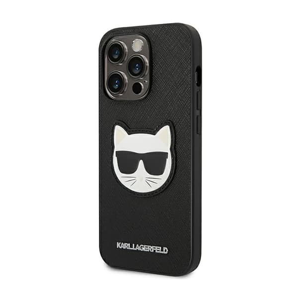 Karl Lagerfeld Saffiano Choupette Head Patch-etui - iPhone 14 Pro-etui (sort)