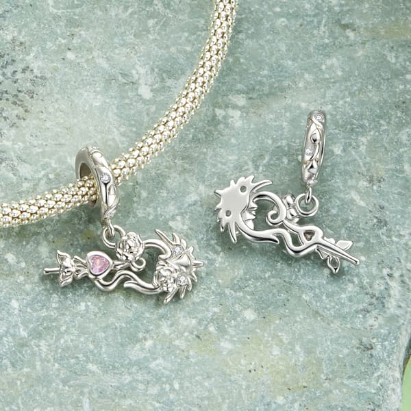 Silverviolinberlock med blomhänge i pärlor i silver 925
