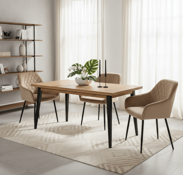 RELLO sammetsklädd beige fåtölj