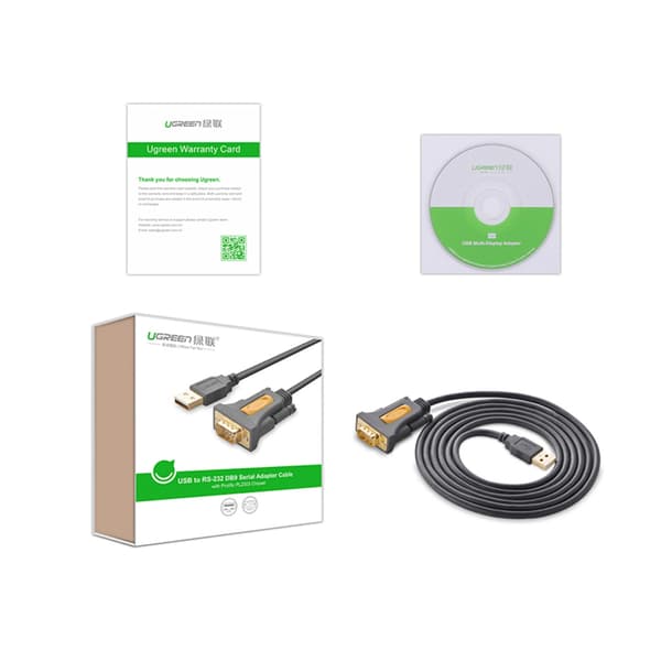 Ugreen USB-A til DB9 RS-232 adapterkabel 1,5m grå (CR104)