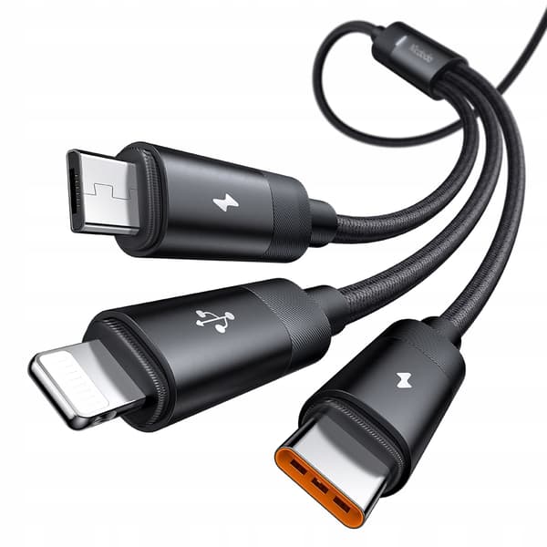 MCDODO 3IN1 USB-KAAPELI PIKALATAUS USB-C LIGHTNING MICRO USB QC 1M LED