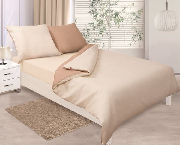 Satin Sengesæt 160x200 DOUBLE FACE Creme Beige