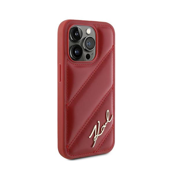 Karl Lagerfeld Diagonal Quilted Script - iPhone 15 Pro Max-skal (rött)