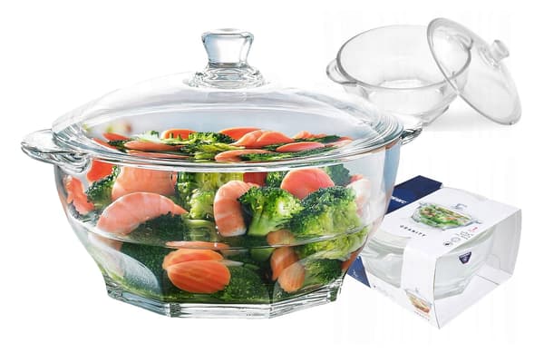Värmebeständig glasvas med lock, 2,5 l
