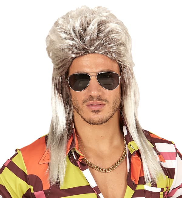 PERUK 70-80-tal Disco Blond Slätt Bakåt