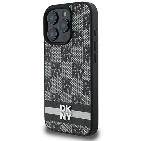 DKNY DKHCP16XPCPTSSK iPhone 16 Pro Max6,9 sort/sort hårdt cover med ternet mønster og trykte striber