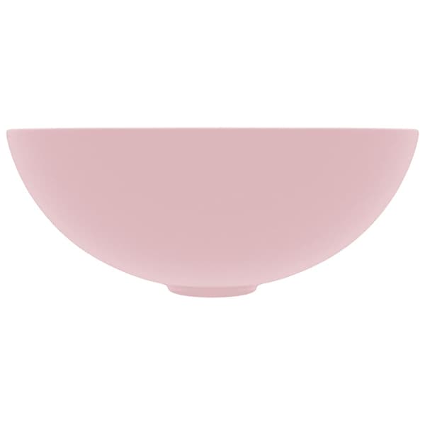 vidaXL badeværelsesvask, keramik, mat pink, rund