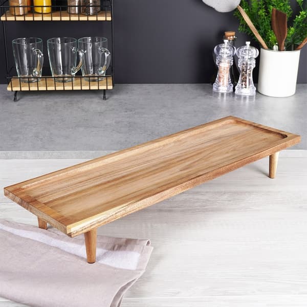 Træ serveringsbræt på ben 55x18 cm