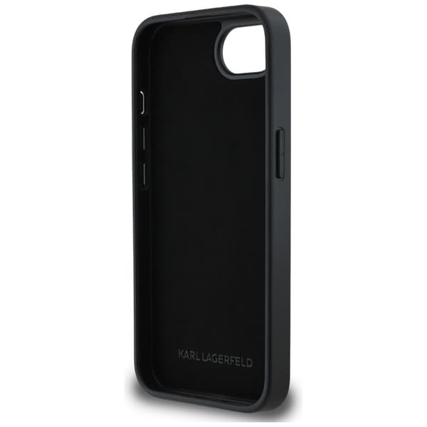 Karl Lagerfeld Monogram Choupette Head Pin Cover til iPhone 16e, sort